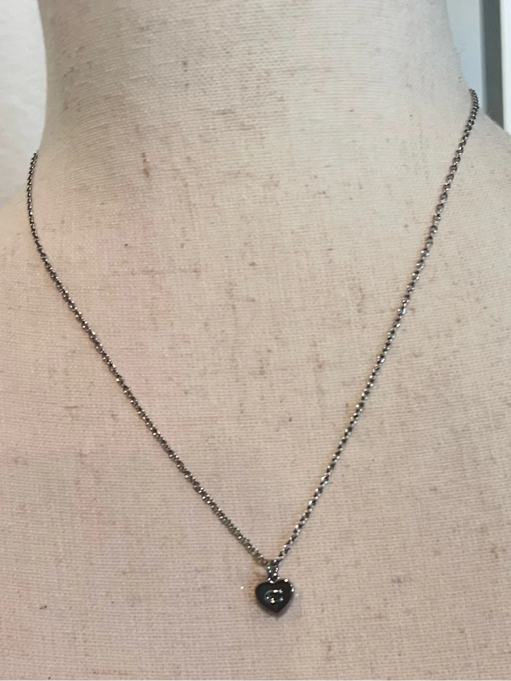 Coach nwt silver Delicate Black Heart Pendant Necklace